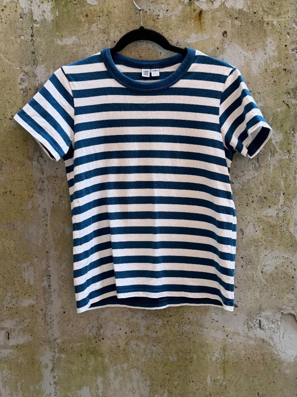✨3 for $50✨ UNIQLO U, Striped Cotton Tee Shirt, Blue / White, Fitted Classic